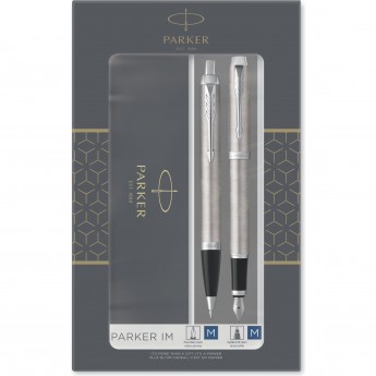 Набор из 2х ручек в подарочной коробке PARKER IM DUO STAINLESS STEEL CT;. Шариковая и перьевая ручка. Набор из 2х ручек в подарочной коробке PARKER IM DUO STAINLESS STEEL CT;. Шариковая и перьевая ручка.